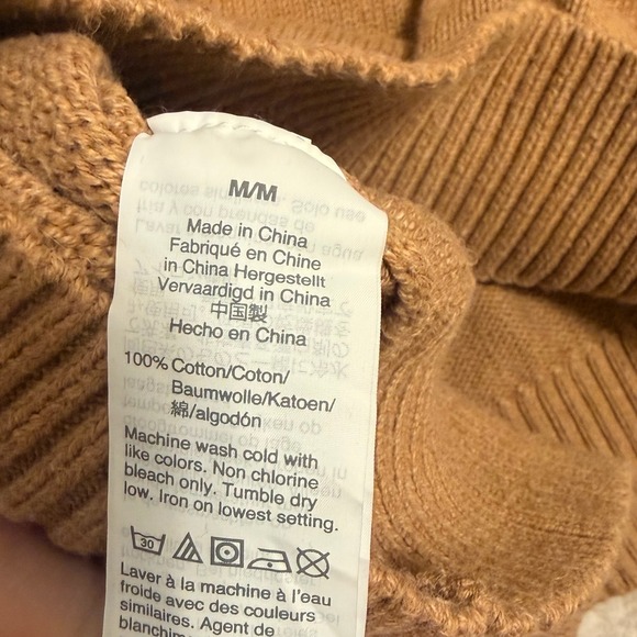 J.Crew Women's M Fair Isle Turtleneck Sweater Camel Tan Snowflake Nordic Cotton - Picture 4 of 7